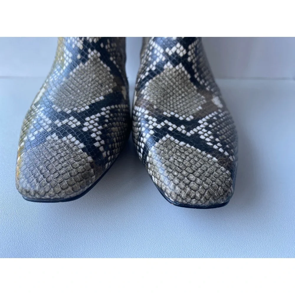 Sarto Franco Sarto‎ Alexandria Snakeskin Print Square Toe Ankle Boots Brown 7.5M